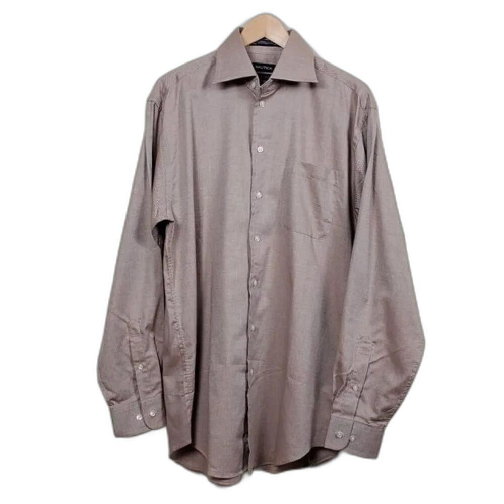 Nautica Royal Oxford Dress Shirt Mens 15.5 34/35 Tan Long Sleeve Button Down